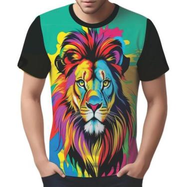 Imagem de Camisa Camiseta Tshirt Estampa Leão Pop Art Retrato Hd  - Enjoy Shop