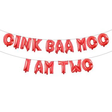 Imagem de Multicolor Oink Baa Moo I am Two Balloons Moo Moo I am Two Balloons Farm 2nd Birthday Decoration Barnyard 2nd Birthday Decoration Holy Cow I am Two Decoration (OINK BAA MOO I AM TWO Red)