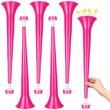 Imagem de GCQJOQ 6 Pcs Stadium Horn 21 Inch Vuvuzela Plastic Collapsible Cheering Trumpets for Sporting Events Football Carnival Party Supplies, Pink