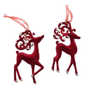 Imagem de Amagogo Enfeite de árvore de natal presente de natal vermelho decorativo pequeno pingente de decoração de árvore de natal para loja casa festival festa, Cervo Sika