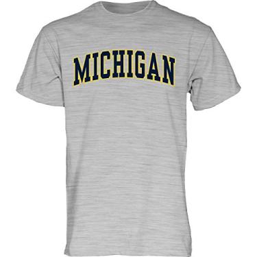 Imagem de Blue84 NCAA Michigan Wolverines camiseta masculina de manga curta nome do time arqueado, Michigan Wolverines cinza escuro, médio