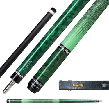 Imagem de Moyerely Taco de sinuca de fibra de carbono, bastão de sinuca de baixa deflexão de 11,8 mm/12,5 mm, bastão de sinuca profissional com estojo (bordo de olho_verde, 12,5 mm)