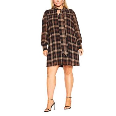 Imagem de City Chic Vestido feminino plus size xadrez sexy, Xadrez preto, 48