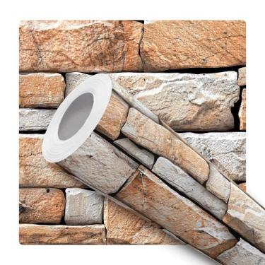 Imagem de Papel de Parede Adesivo Pedra Rocha Tijolinho Moderno Quarto Sala de E
