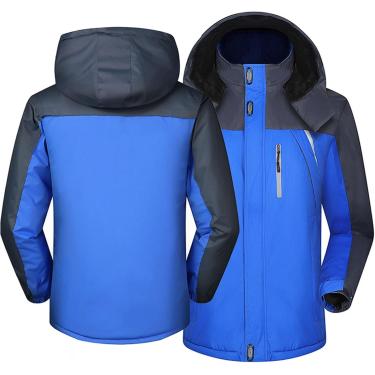 Imagem de Jaquetas masculinas com zíper completo, moletom com capuz de lã para casacos grossos forrados de tamanho grande, casacos quentes com capuz e bolsos, B, 5XL