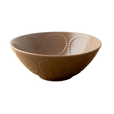 Imagem de Prato de cerâmica com anel de contas retrô em estilo japonês, tigela de sopa doméstica tigela de arroz - tigela de sopa de 20 cm/cor de café