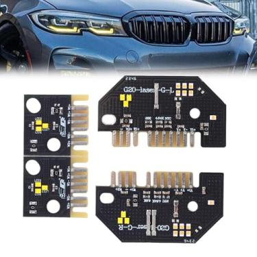 Imagem de Conjunto de 4 peças de placas LED amarelo limão DRL Angel Eyes compatível com G20 G21 320I 330i M340i 2019-2022, luzes diurnas de LED, placas de LED Angel Eye DRL substitui 1420000423 63118496133