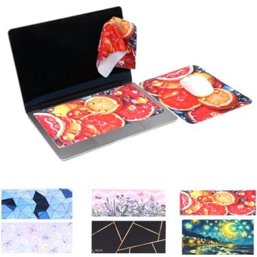 Imagem de Tscuite Conjunto de mouse pad 3 em 1 para viagem, multifuncional, proteção de teclado, pano de óculos de limpeza de tela (laranja)