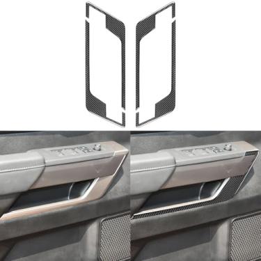 Imagem de NVCNX Fibra de carbono premium real para Toyota Tundra 2022-2025 / Sequoia 2023-2025 2024 caminhonete SUV, capa de apoio de braço de porta de carro, acessórios de acabamento interno, adesivo de