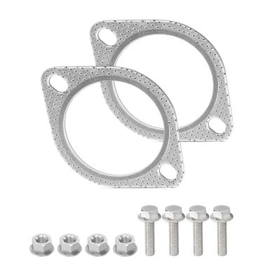 Imagem de SCUARI 2 peças de vedação de escape, acessórios de carro, junta de flange de escape, junta de silenciador, junta de conversor catalítico, kit de reparo de flange de escape com parafuso e porca,