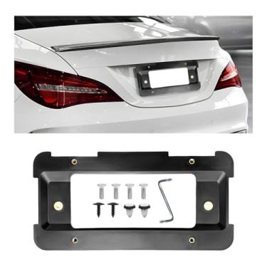 Imagem de Yourkar Moldura para placa de carro, suporte de placa de licença traseira com parafusos e chave, suporte de placa de licença dos EUA para séries 3/5/7 e X1/X3/X4/X5/X6, acessórios de carro