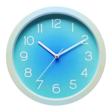 Imagem de FLCPJGV Relógio de parede pendurado relógio de arte da moda decoração de exibição sem -taque ornamento para fazenda hotel quarto sala de estar escritório, Azul
