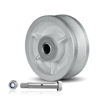 Imagem de CWfutureparts Roda De Ferro Fundido Com Sulco Em V 4" X 1,5" Rolamento Rolos, Capacidade 600 Libras, Rodízios Metal Industriais Para Trilhos Rolamento, Portões Enrolar E Deslizantes (1 Pacote Pratea