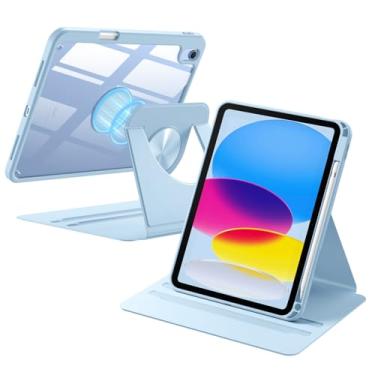 Imagem de Wenlaty Capa para iPad (A16) 11ª geração 2025, para iPad 10ª geração, capa de 10,9 polegadas 2022 com suporte para lápis, capa protetora giratória de 360°, parte traseira magnética destacável, azul