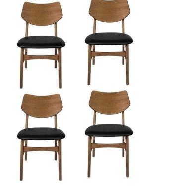 Imagem de Kit 4 Cadeira Madeira Maciça e Pvc Edna - Rivatti