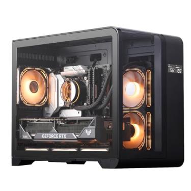 Imagem de darkFlash MATX Capa para PC para jogos com tela, capa micro-ATX de vidro de três lados, dupla visualização completa, 3 ventiladores PWM ARGB capa de computador pré-instalada, tipo C, compatível com