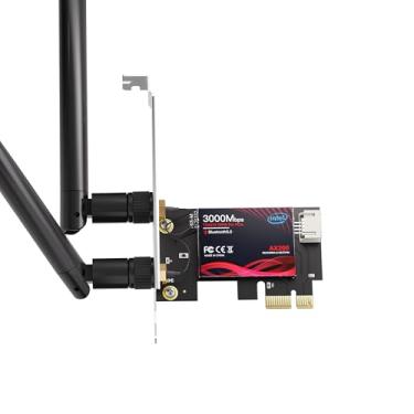 Imagem de Cartão WiFi 6 PCIe para PC de jogos com Bluetooth 5.2, latência ultrabaixa de 3000Mbps, segurança WPA3, streaming 4K/VR pronto para Windows 11/10 adaptador de banda dupla