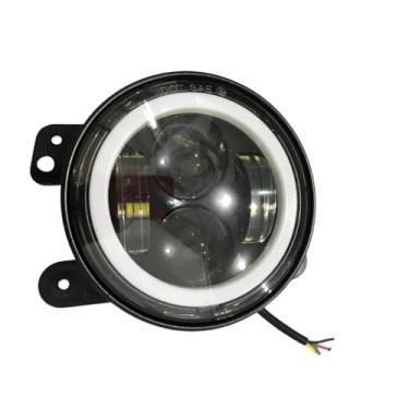 Imagem de Par Farol de Milha LED Redondo, 40W Bivolt, 4 LEDs Angel Eye, Luz Branca 6500k