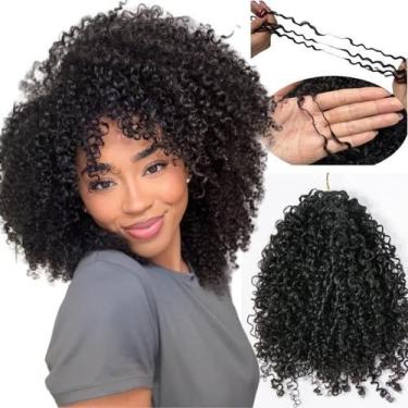 Imagem de Extensões de cabelo humano Afro Kinky Curly Feather Crochet Braid Exte