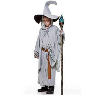 Imagem de Fantasia de Mago Bruxo Infantil Masculino Com Chapéu Para Halloween P 2-4