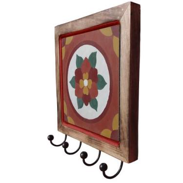 Imagem de Cabideiro Madeira Porta Chaves - Estilo Rústico, F2