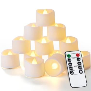 Imagem de Velas LED para luzes de chá Homemory 12 unidades com temporizador remo