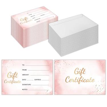 Imagem de 50 peças de vales-presente em branco para empresas, vales-presente personalizados de 10 x 15 cm com envelopes para spa, salão, restaurantes