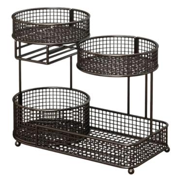 Imagem de Fxzqgnh Cesta de Frutas de 3 Andares, Organizador de Cozinha, Grande Capacidade, Cesta de Vegetais com Porta-guardanapos para Banquetes, Salas de Jantar E Fes, Preto, Tamanho real