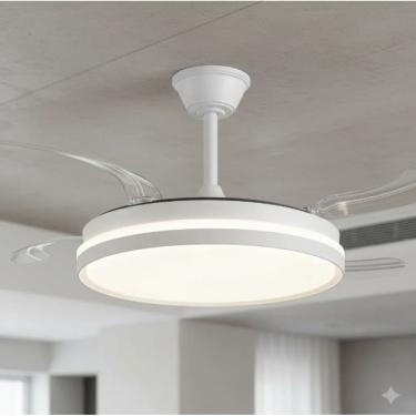 Imagem de Ventilador de Teto com Luz LED e Pás Retráteis – Alta Iluminação 4000lm