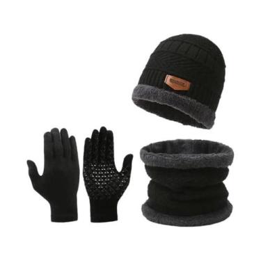 Imagem de Conjunto Masculino De Inverno Três Peças: Gorro, Cachecol E Luvas De T