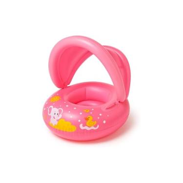 Imagem de Boia Infantil Inflável com Cobertura e Assento, PVC, 66x66cm, Proteção Solar, para Crianças Maiores de 12 Meses