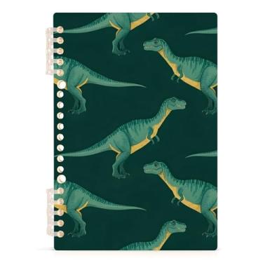 Imagem de Burbuja Caderno de dinossauro, papel pautado universitário A5 com 60 folhas, fichário para escritório, 1 pacote