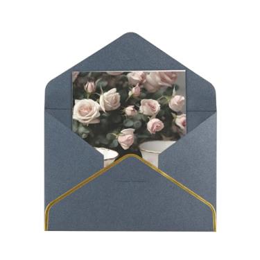 Imagem de Xícaras de chá com rosas românticas e surradas, cartões comemorativos para todas as ocasiões, cartões de notas em branco versáteis com envelopes 11,4 x 15,2 cm