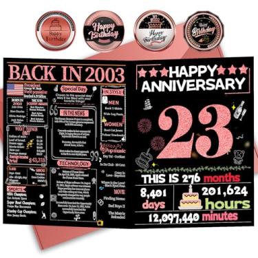 Imagem de Joycard Cartão de aniversário de 23 anos para mulheres, cartão de casamento para esposa, presentes de decorações de casamento doces para casal, perfeito para ela no dia de aniversário, em 2003