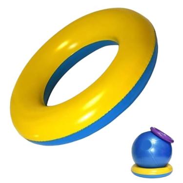Imagem de Bola de ioga – base, anel fixo de estabilidade antiderrapante, adequado para casa, academia, escritório, melhora a dor nas costas, proporcionando equilíbrio, PVC (1 peça, amarelo/azul, 60 cm)
