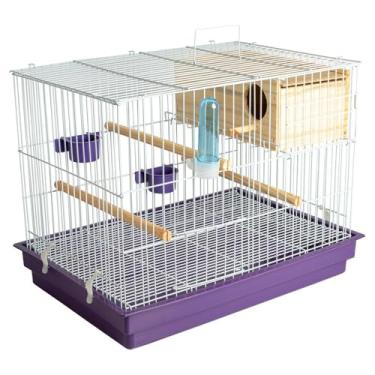Imagem de Gaiola COMPLETA Criadeira Para Aves Calopsita Com Ninho MDF Resistente(Branca/Lilás)