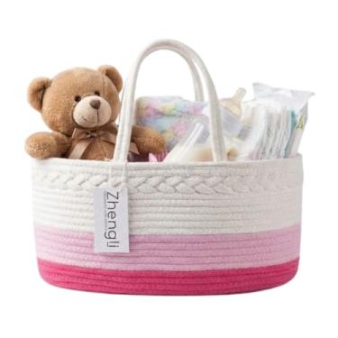 Imagem de Organizador de Fraldas e Acessórios para Bebê – Cesto Multifuncional Portátil com Alças | Ideal para Troca de Fraldas, Mamadeiras, Roupas, Brinquedos e Muito Mais.