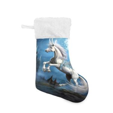 Imagem de ATTX Meias de Natal de cavalo branco, suportes de presente para decorações de festas de fim de ano (17,7 polegadas, pacote com 2) #98