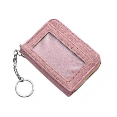 Imagem de Carteira feminina para cartão de crédito com bloqueio de RFID, com 11 compartimentos para cartões, porta-cartões de presente, carteira com zíper para mulheres e homens (rosa)