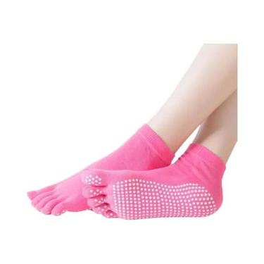 Imagem de Meias De Algodão Antiderrapantes Para Yoga E Pilates Femininas, Cinco 