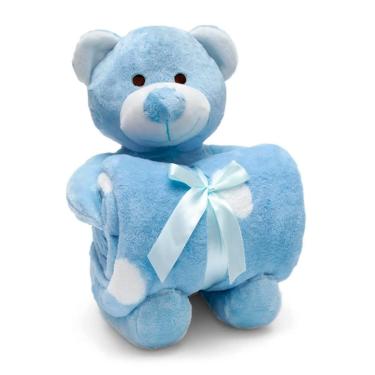 Imagem de Manta e Bichinho Pelúcia Buettner Baby Microfibra Urso Azul