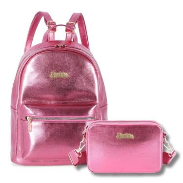 Imagem de Mochila Feminina Brinde Bolsa Transversal Tira Colo Barbie, Pink