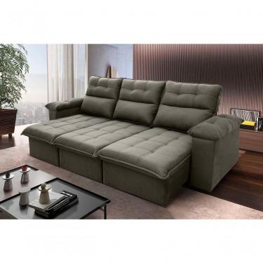 Imagem de Sofá Retrátil Reclinável Verona 2,30m Suede Velut Marrom Claro Molas No Assento - King House