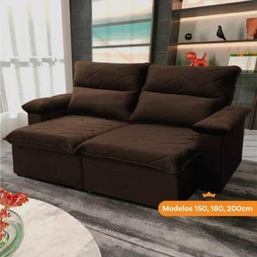 Imagem de Sofá Retrátil Reclinável Paris 1,80m Suede Velut Marrom Molas No Assento - King House