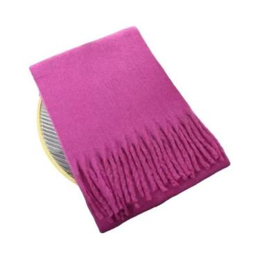 Imagem de Cachecol De Luxo Feminino Em Cashmere, Xale Grosso E Quente Com Franja
