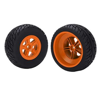Imagem de Pneu de carro rc 110mm, textura côncava convexa resistência ao desgaste 1/10 pneus rc aro de roda boa aderência para caminhão de curso curto 1/10(laranja)