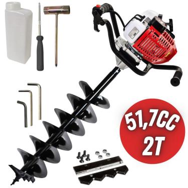 Imagem de Perfurador De Solo Profissional á Gasolina Kawashima ED252BD 52cc Com Broca Resistente 80x20cm Duplo Espiral e Vídia Ideal Para Todos Tipos de Solo