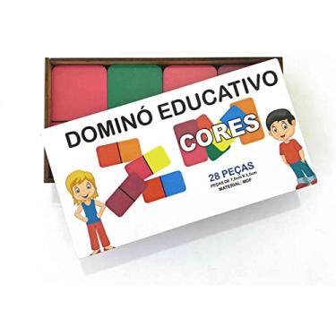Imagem de Brinquedo Dominó Jogo Educativo Cores 28 peças Madeira - Mega Impress