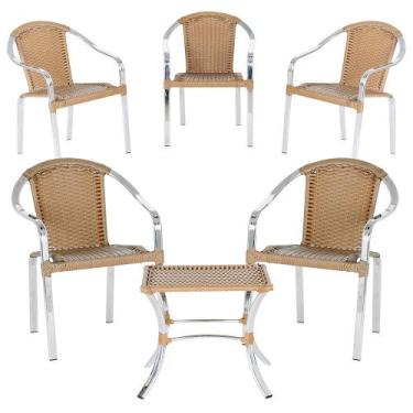 Imagem de Jogo De 5 Cadeiras De Aluminio Tóquio Mais 1 Mesa Baixa Para Area Exte