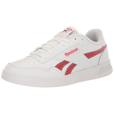Imagem de Reebok Tênis feminino de couro clássico - preto ou branco, tamanho 34 a 43, Calçado branco/vermelho vetorial/preto, 13 Women/11.5 Men